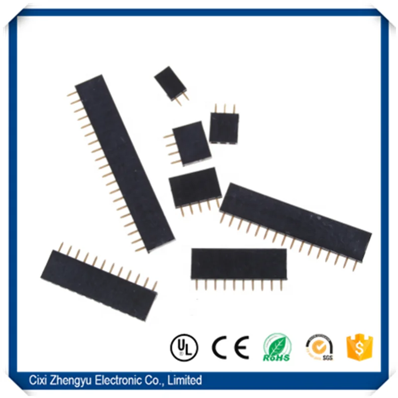 2.54mm Female Single Row Pin Header Strip PCB Connector 2/3/4/5/6/7/8/9/10/11/12/13/14/15/16/20/40 Pin