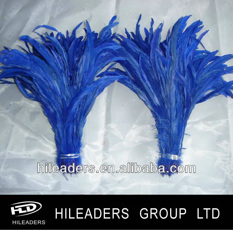 Wholesale Dyed Blue Color Rooster Tail Feather