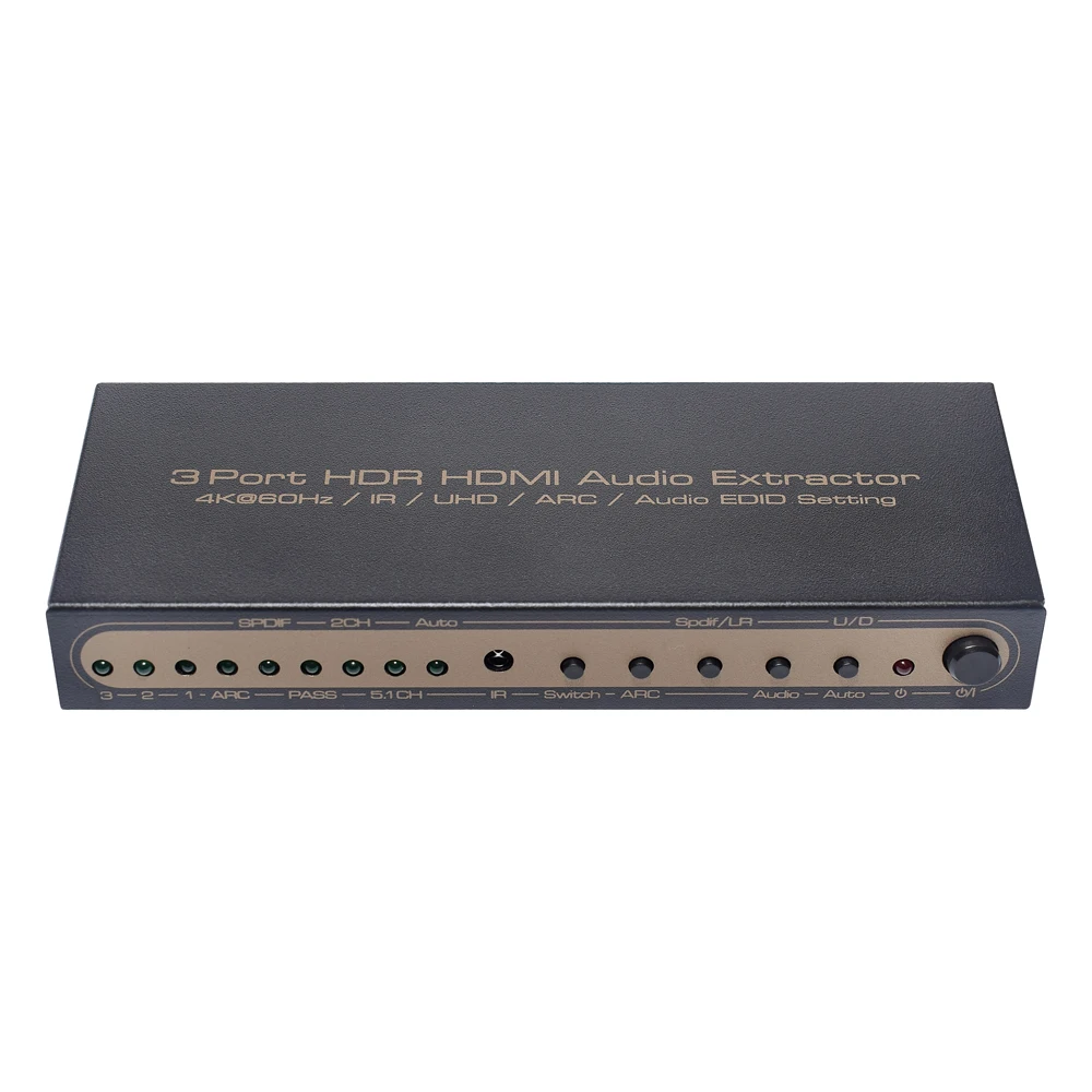 4K 60Hz 3 Port HDMI Switch with Optical Toslink SPDIF & RCA L/R Audio Out, 3x1 HDMI Audio Extractor Splitter with Remote