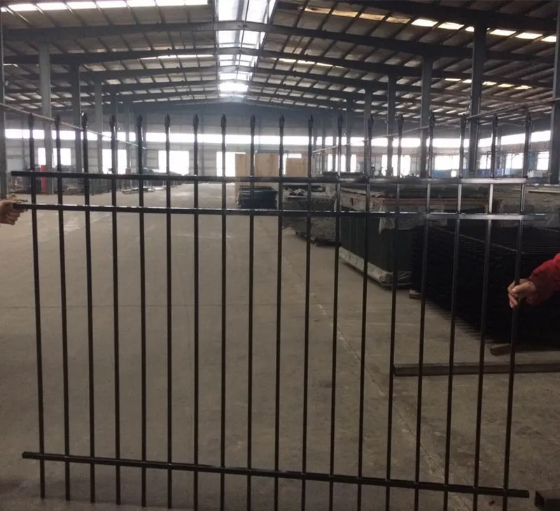 powder coated spear top metal picket fence steel tubular bar railing fencing design