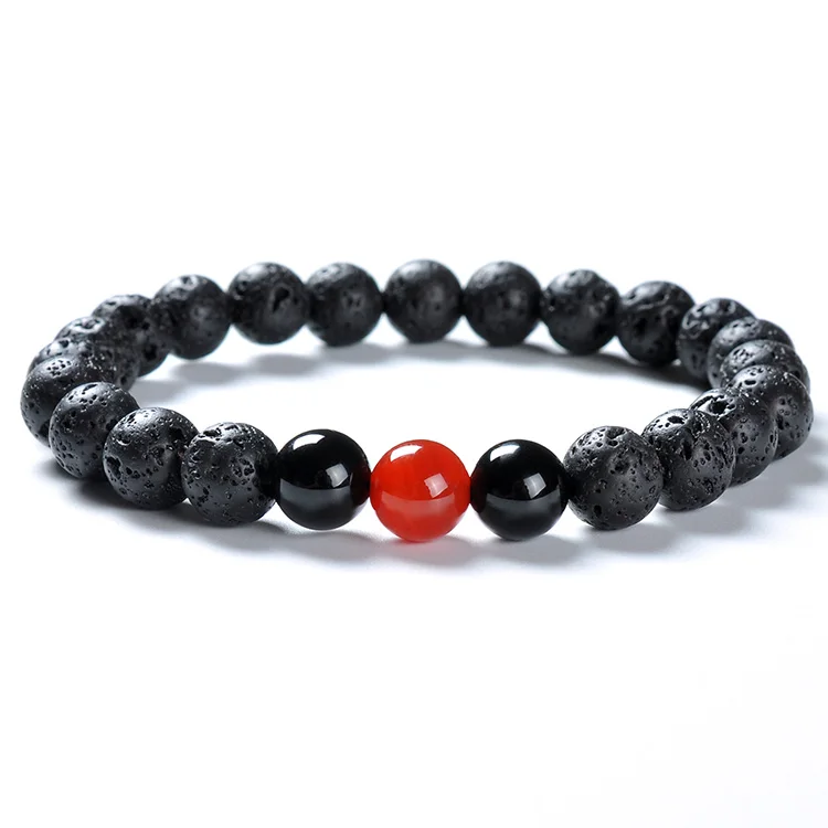 F90 Trending Products 2020 New Arrivals Red Black Agate Ginspiration Aromatherapy Essential Oil Unisex Magnetic Rosary Bracelet