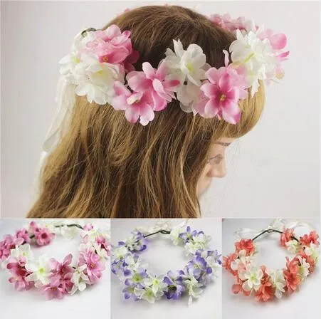 
Bohemian Style Bridal Bridesmaid Hair band Flower Crown Wreath Forehead Headband Beach Accessories Wedding Garland 