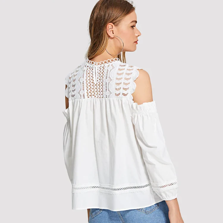Apparel Summer Blusas Off Shoulder Ladies Elegant White Lace Woman Blouse Tops