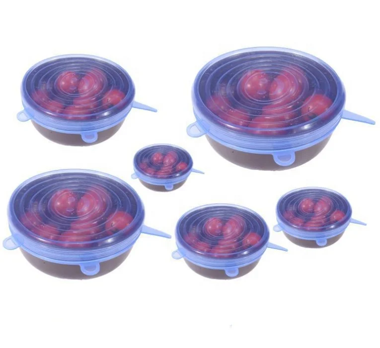 Hot selling 6 Pack Various Sizes Reusable Silicone Stretch Lids