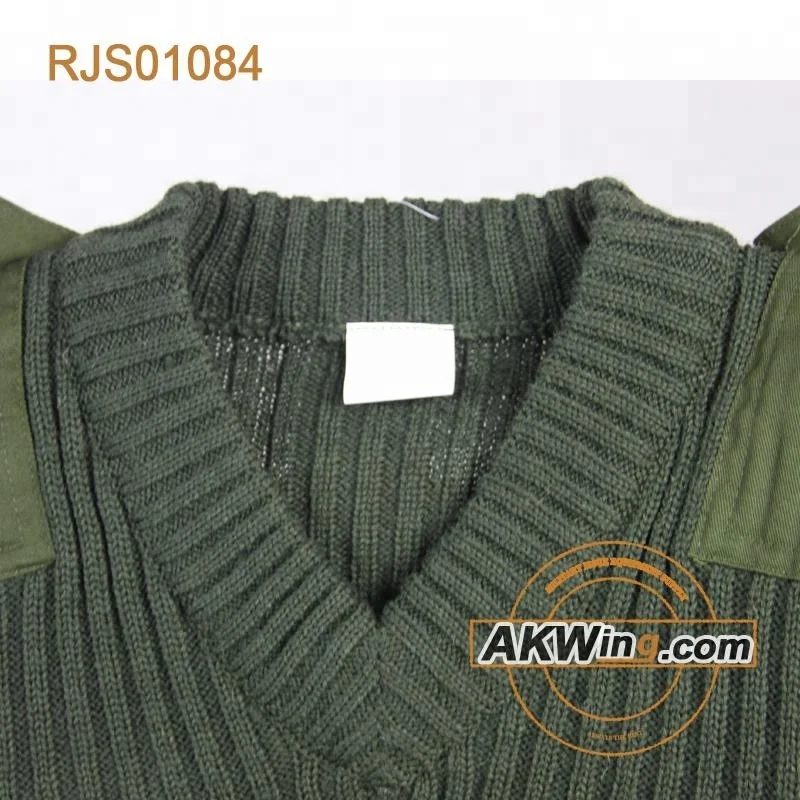Olive Green Military Wool Knit Police Sweater Pullover Army Tactical Commando Sweater