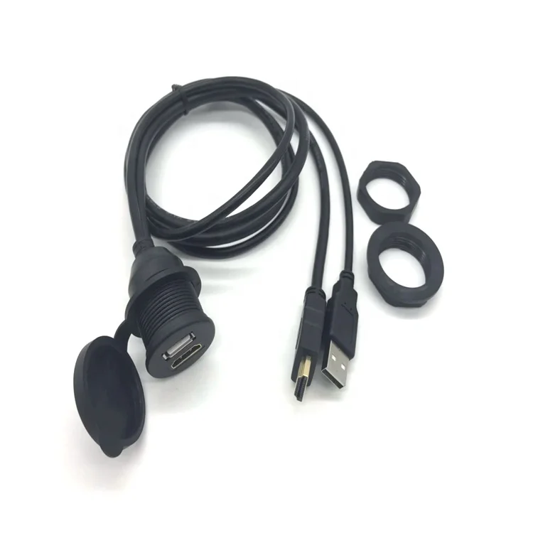 waterproof Car Boat Lead Mounting Dash Flush Mount panel USB 2.0 3.0 A  Male to Female audio video Extension Cable
