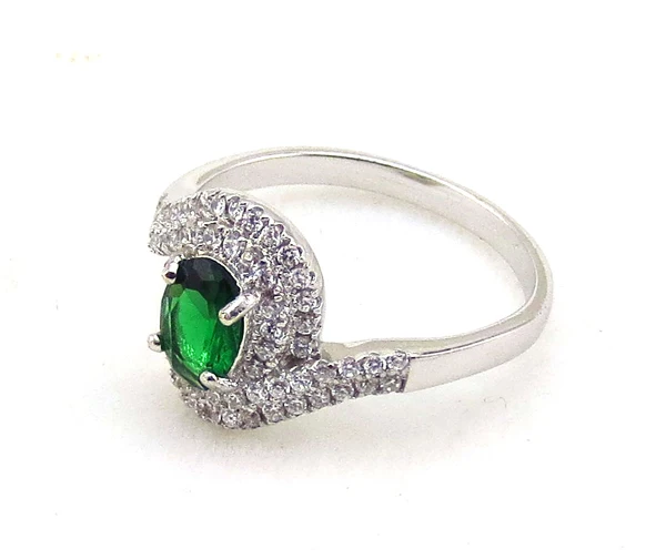 Green Stone Ring Designs for Women Silver Jewelry Customized Mascot Zircon Wedding Bands or Rings AAA CZ 925 Sterling Silver