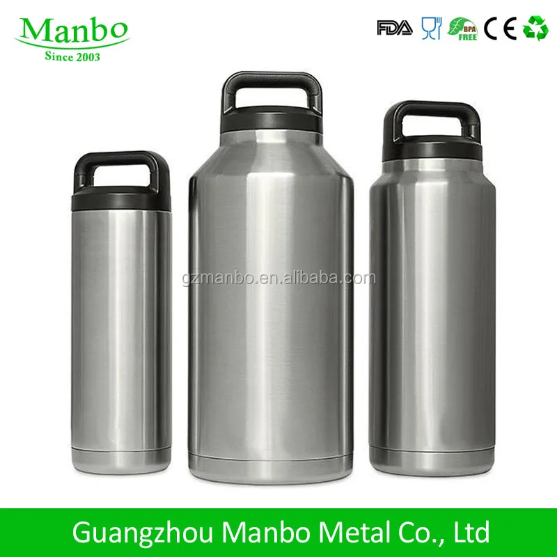 Big Capacity Stainless Steel Vacuum Insulated 64 oz Beer Growler Double Wall With Handle Lid