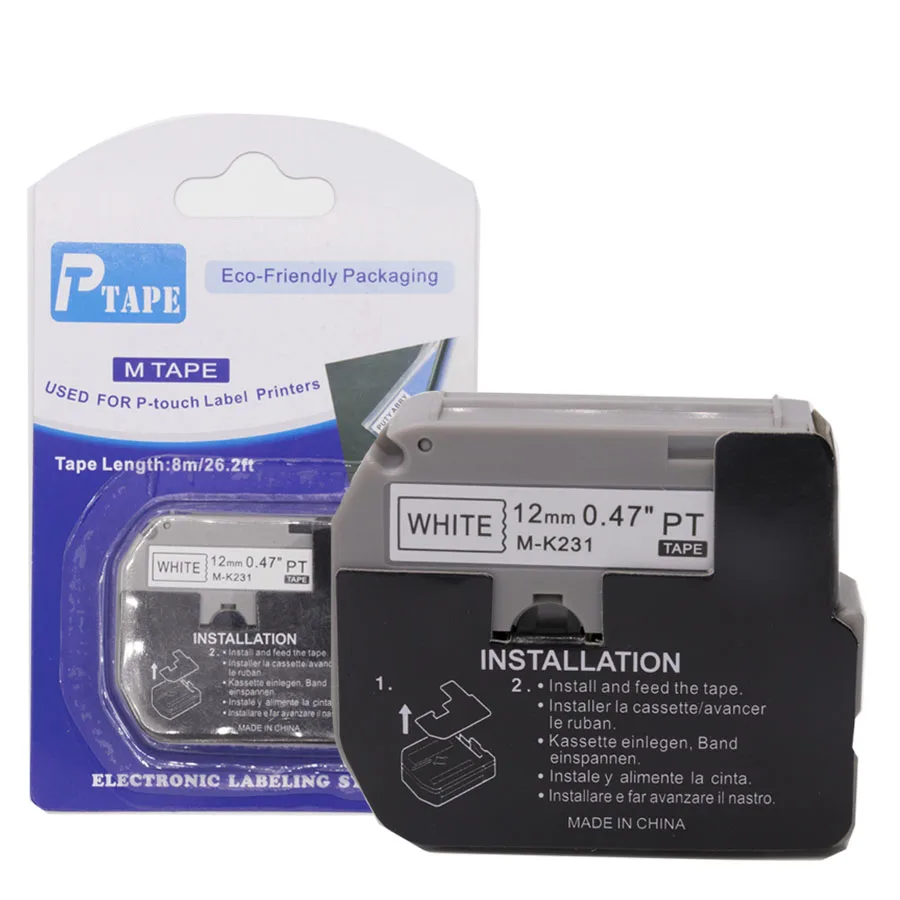PUTY 12mm Black On White M Series Label Tape Cartridge Mk 231 M-k231 Mk231 For Pt85 Pt100 Pt110 p touch label printer