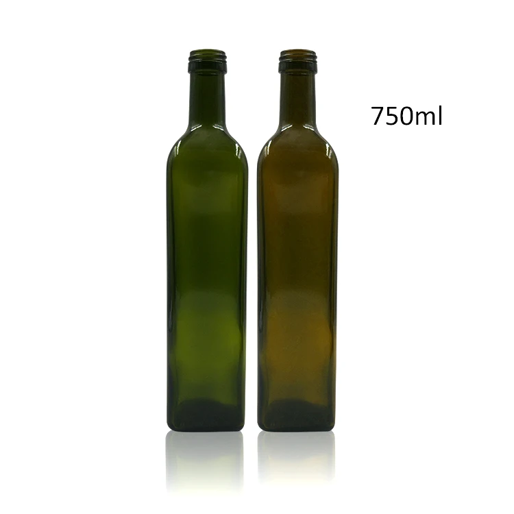 Square 750ml marasca glass bottle olive oil bottle glass with lid