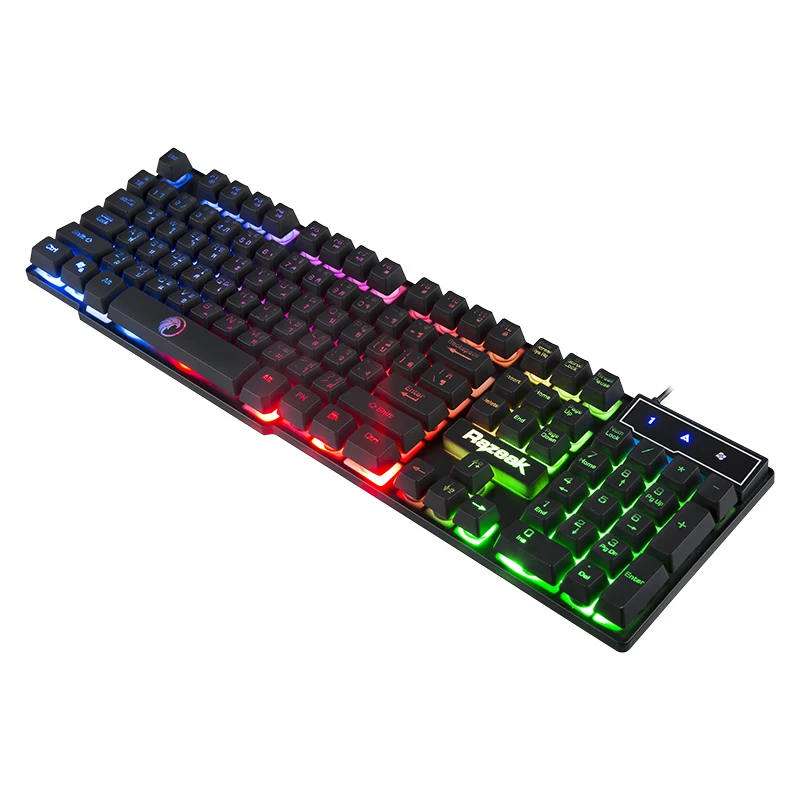 Hot Selling Custom Gamer Keyboard Laser Character Rainbow LED Backlit 104Keys Classic Layout Wired Gaming Keyboard for Computer