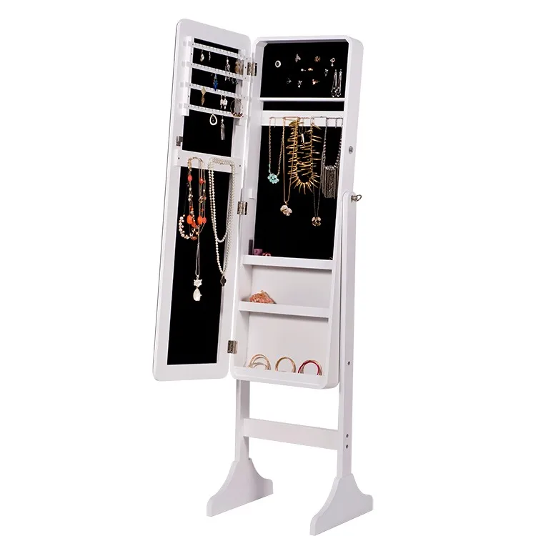 ISO продукт деревянный стоячий органайзер для ювелирных изделий шкаф с зеркалом