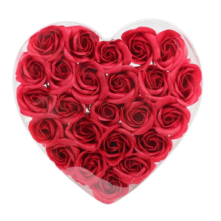 День Святого Валентина День матери, набор из 24 штук, Rrose мыло цветок подарочная коробка в форме сердца розы мыло цветок Отбеливающее увлажняющее мыло в виде бумаги