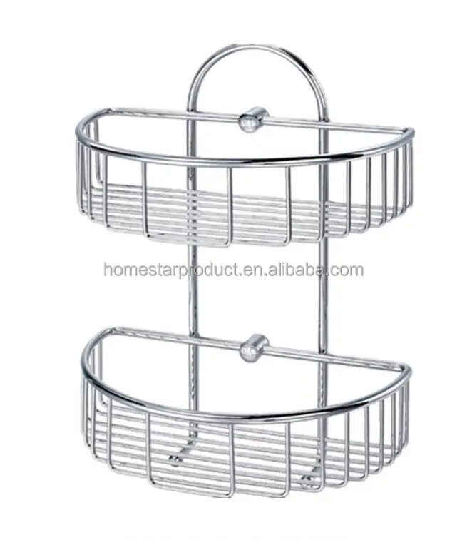 
2 tiers corner shower basket brushed stainless steel finish 