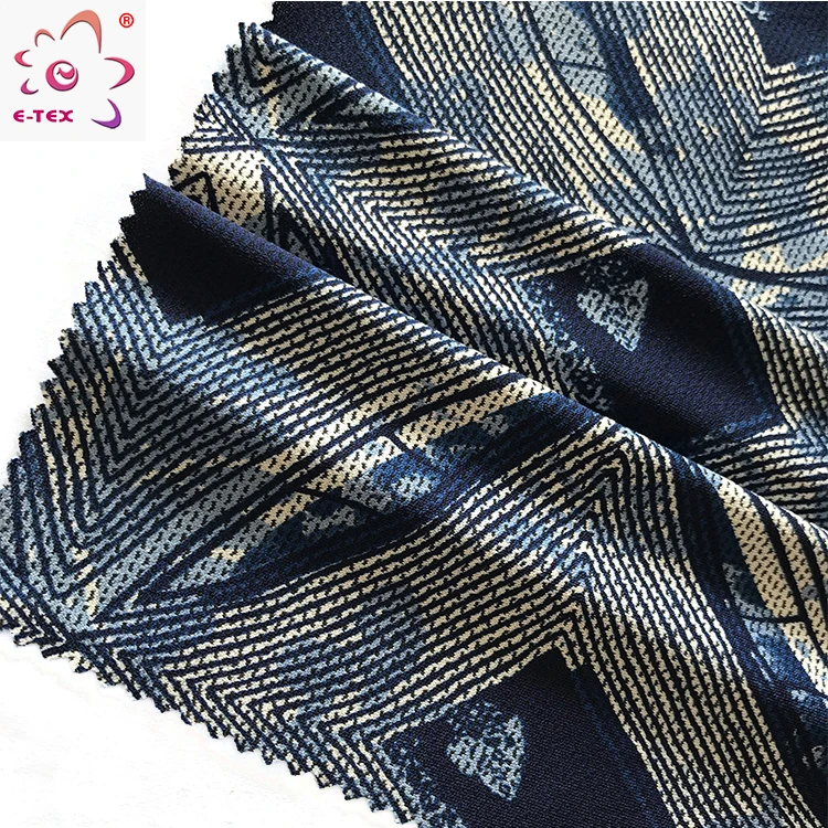 China Supplier Dty Black Yarn Moss Crepe Floral Paper Printing Jersey Fabric For Clothing