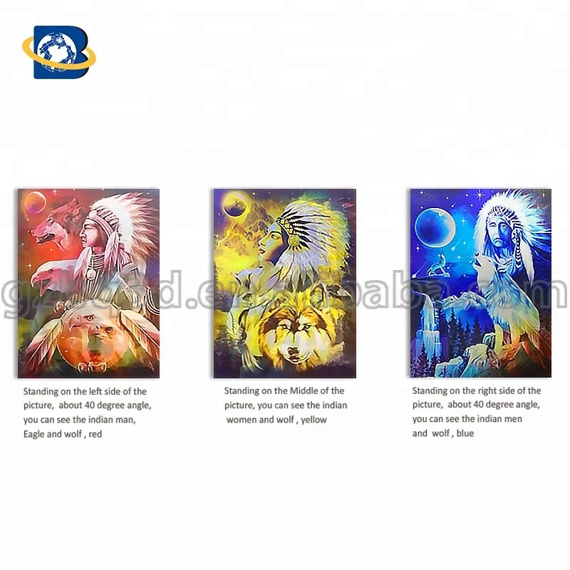
Wholesale/Customized wolf 3d lenticular picture 3D flip printing 