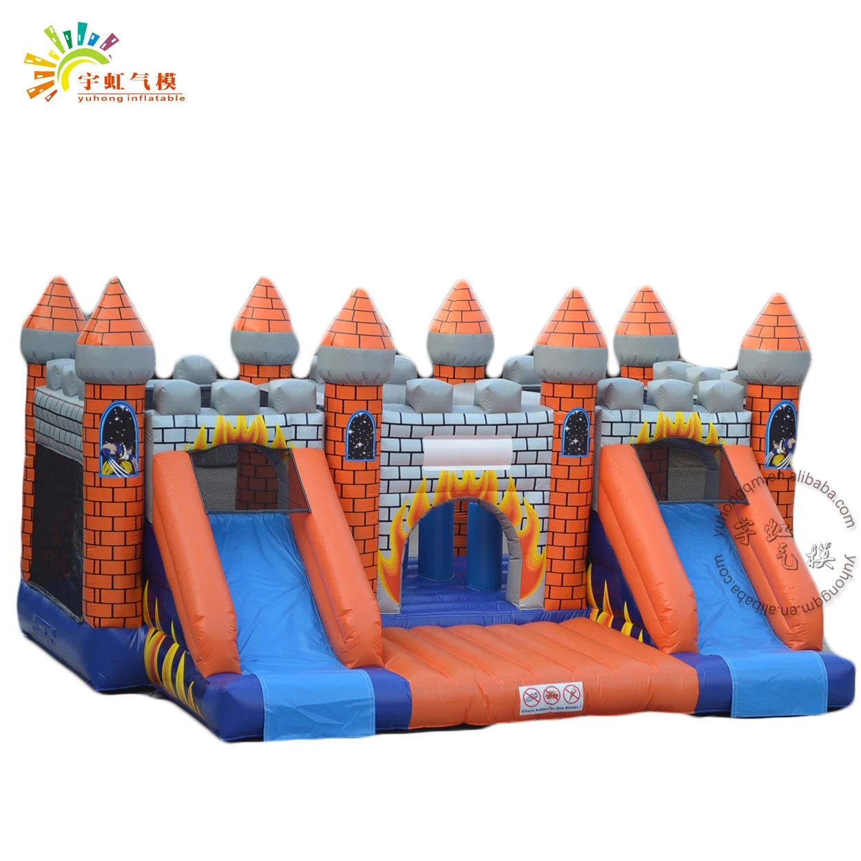 Popular orange inflatable bouncer slide fun city game,jumping castle inflatable for kids