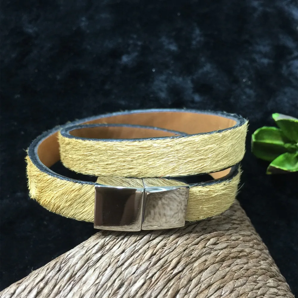 
Leopard Print Horse Hair Thin Truth Leather Handmade Bracelet 