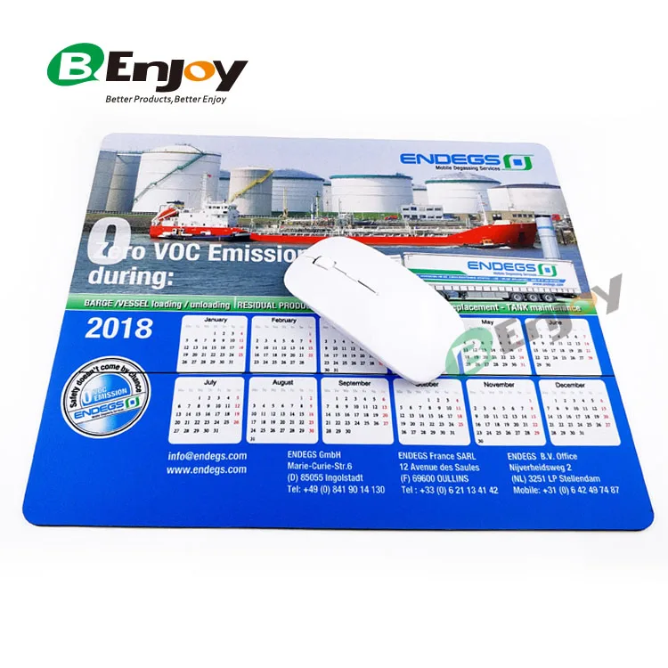 2018 High Quality Custom Calendar Rubber Promotional Mouse Pad