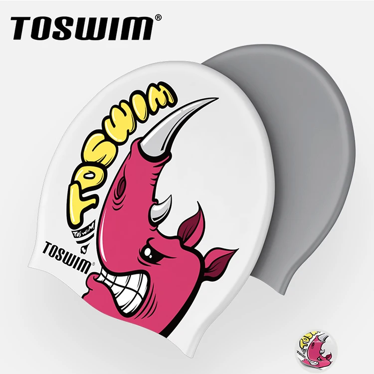 Custom Logo High Quality Adult Animal Silicone Swimming cap Waterproof