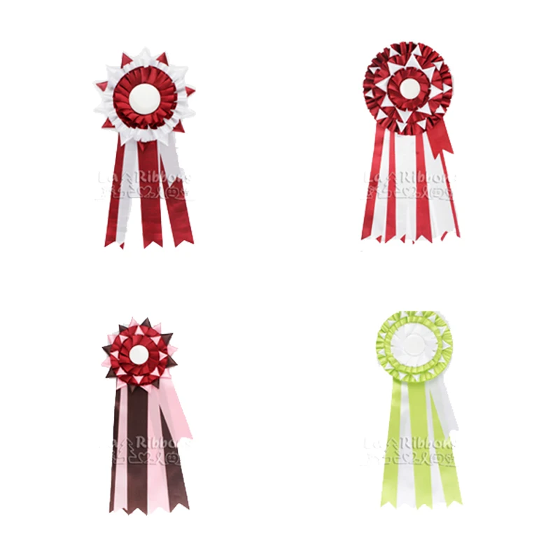 Horse meeting place ribbon made rosette award ribbon with tinplate buttons