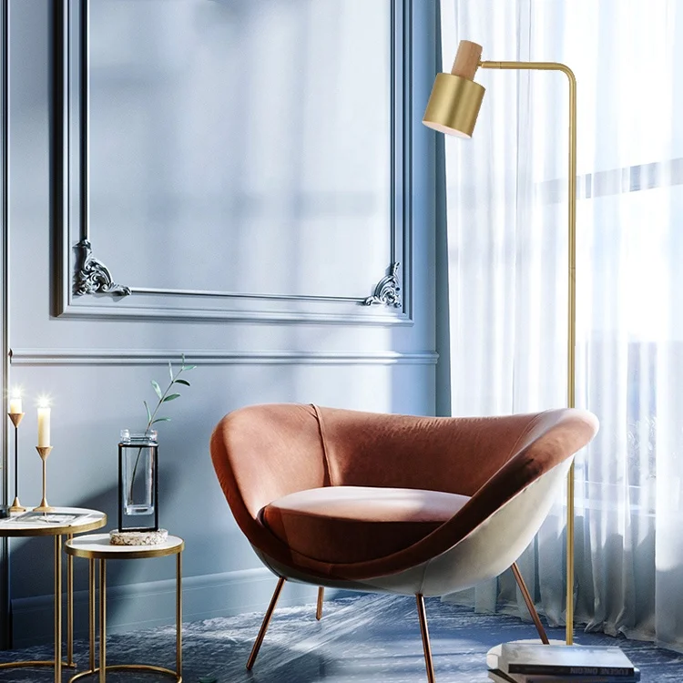 
Modern copper wood marble hotel antique brass tripod reading chinese floor lamp wholesale 
