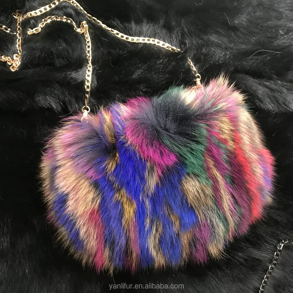 fashion colorful fox fur Hand Warmer muffs/fox fur bags for women