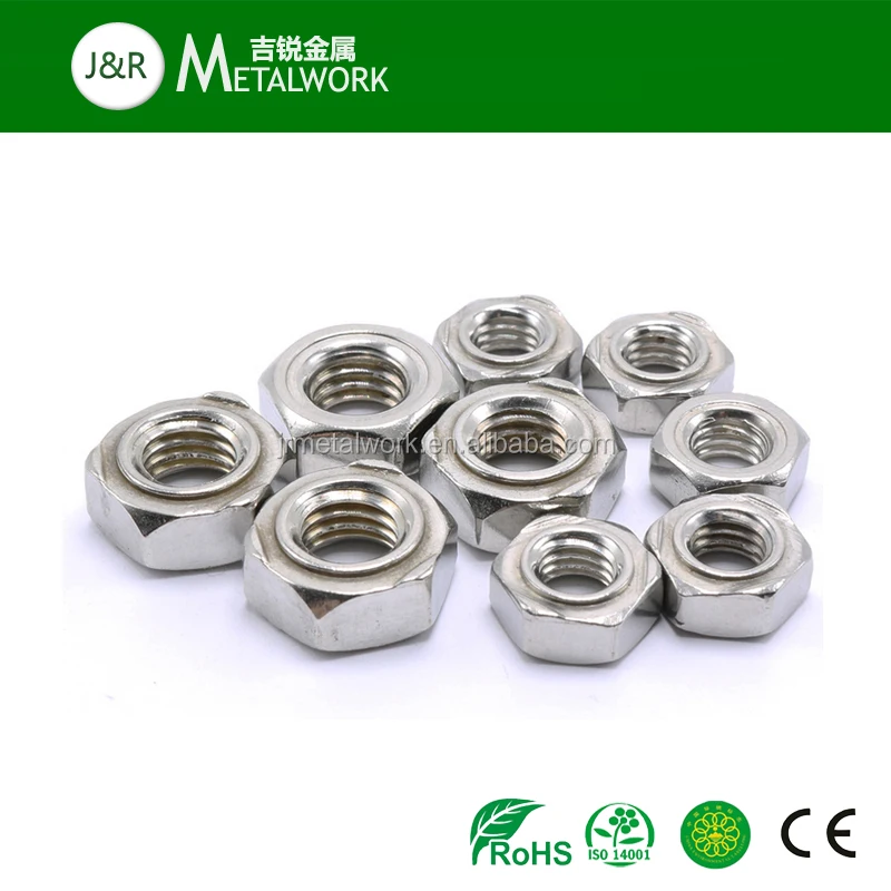 M6 M9 M10 A2 A2-70 A4 SS304 SS316 Stainless Steel Hex/Hexagon Spot Weld Nut DIN929