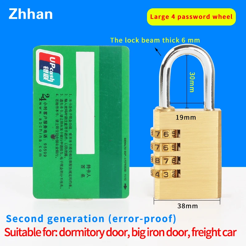 Hot sales 4 Digit Number Code combination mini brass padlock Security Luggage bag padlock for Travel Home