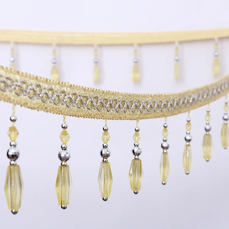 New Design Long Ribbon Beaded Fringe Trimming For Lampshade Or Home Decoration