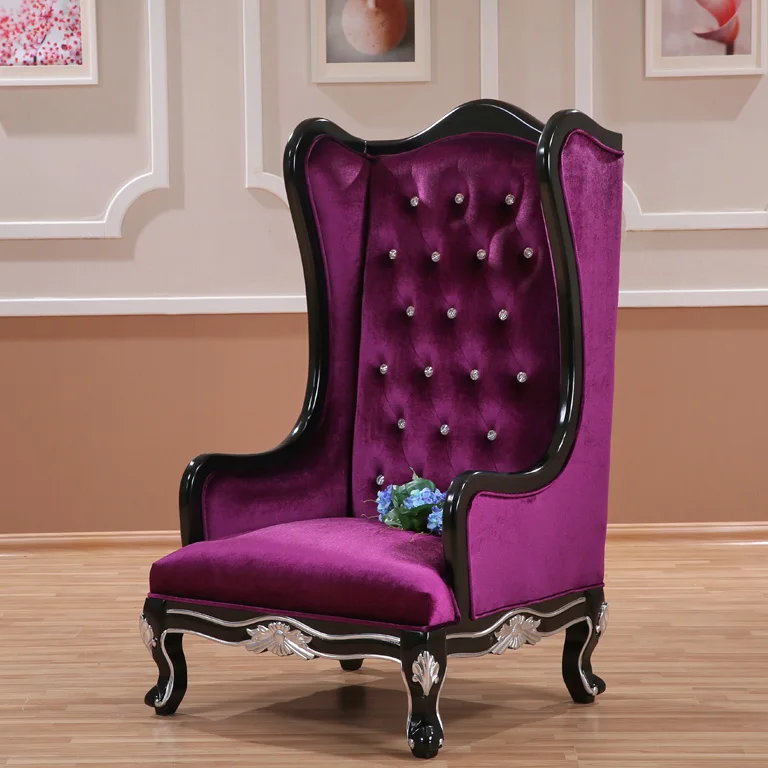 Classical luxury Hotel lobby sofa chair high wing back lobby throne chair