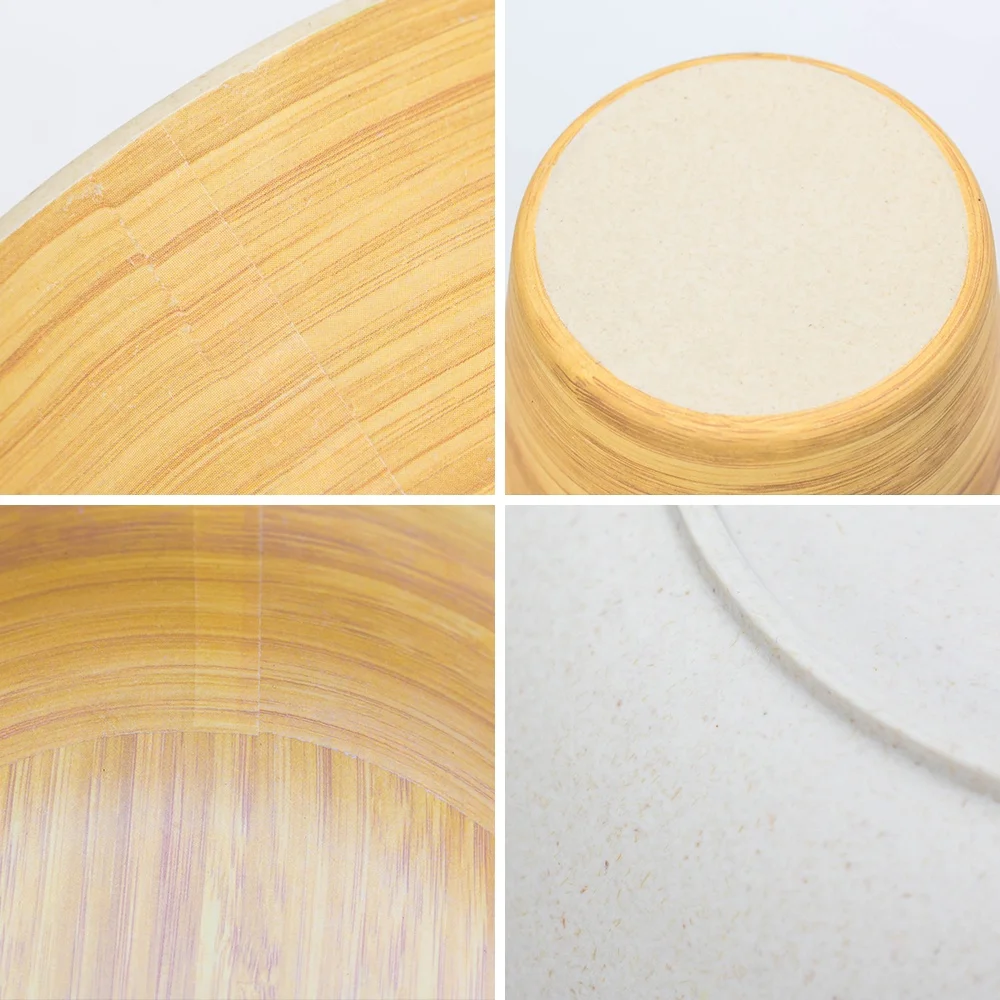 Bamboo Round Plate Tableware Sets Dishes Household Solid Salad Bowl Cup Set Dishes Environmental Protection Plates for Gift
