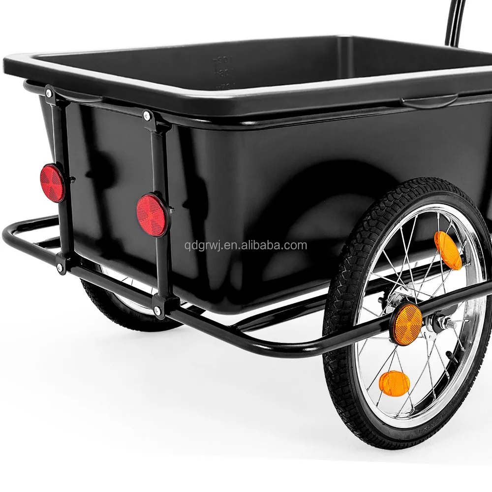 90L plastic tray bike bicycle cargo trailer with pneumatic wheel