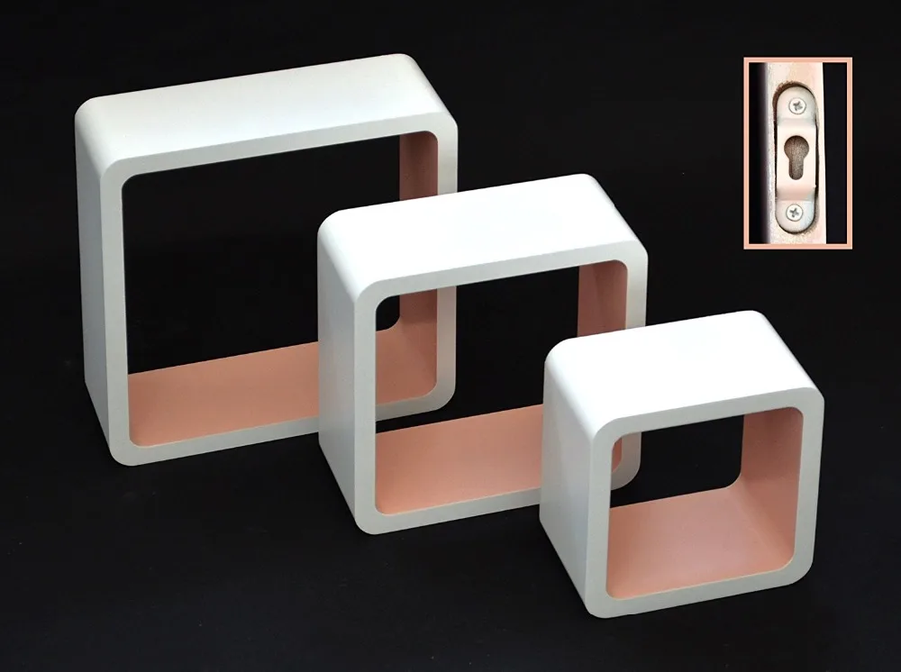 Chinese home wooden decorative floating wooden wall mount corner book cube shelf design