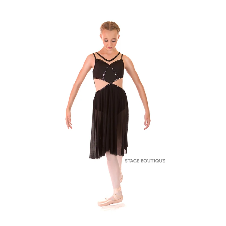 New Sequin Lace Bodice Lyrical Dance Costume Ballet Dress Dance Skirt Women Girl Dance Dress
