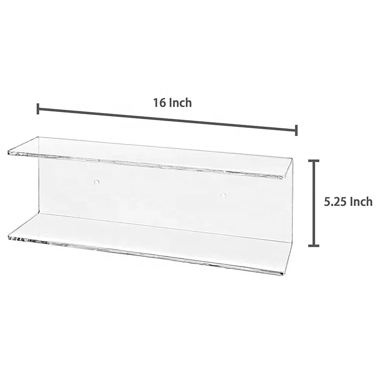 Factory custom wall mounted clear/white/black acrylic floating bracket shelf for display vinyl books dolls