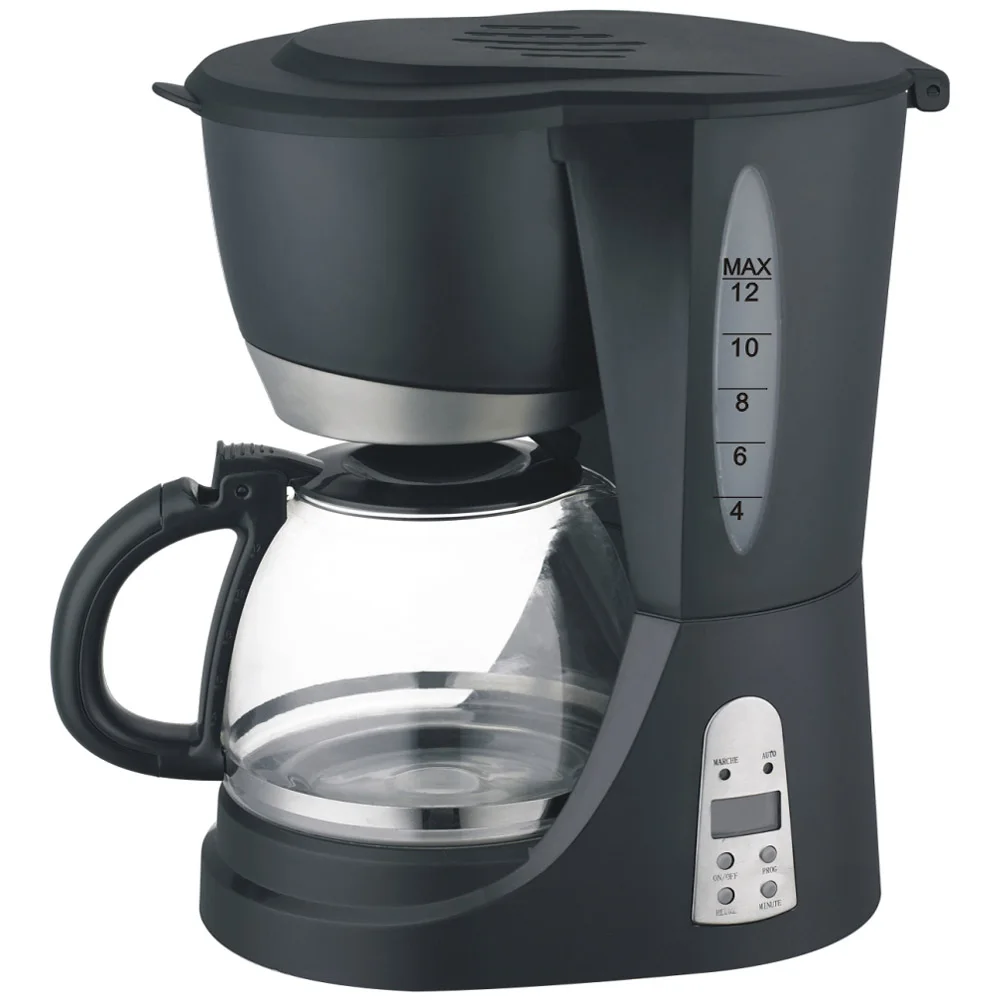 Digital LCD Display 1.25L Electric Coffee Maker with timer and stainless steel jar or glass jar