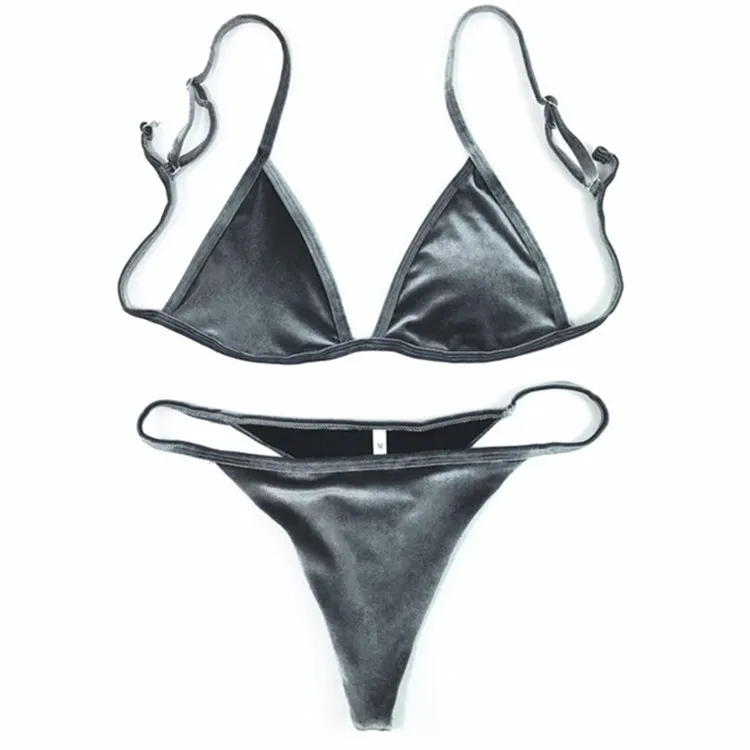 Cikini Velvet Swimwear Women Swimsuit Sexy Thong Beach Bikini Wholesale Bathing Suits