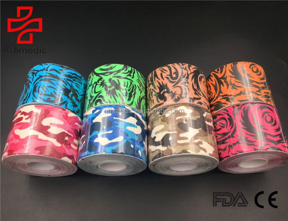 2023 Athmedic MUSCLE sport therapy camouflage pattern camo printed kinesiology tape with printing