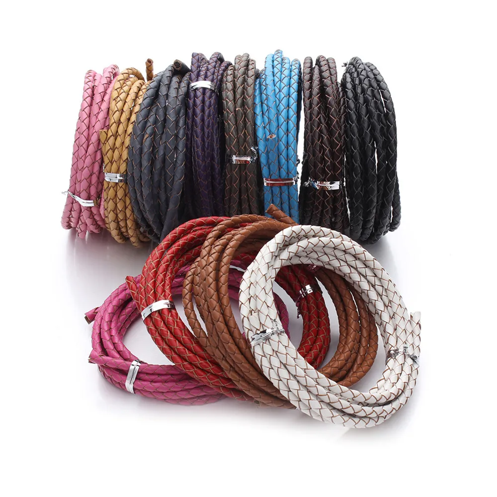 
2.5mm 5mm 6mm 8mm Colors Round Braided Leather cord 