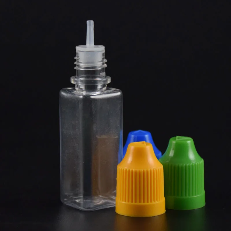 child proof cap long thin tip square bottle plastic bottle with dropper 10 ml 15ml pet for OIL