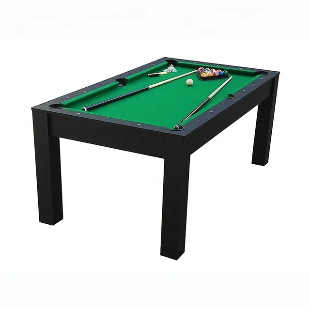 White/Black pool table 6FT family use 2-in-1 billiard pool dining table