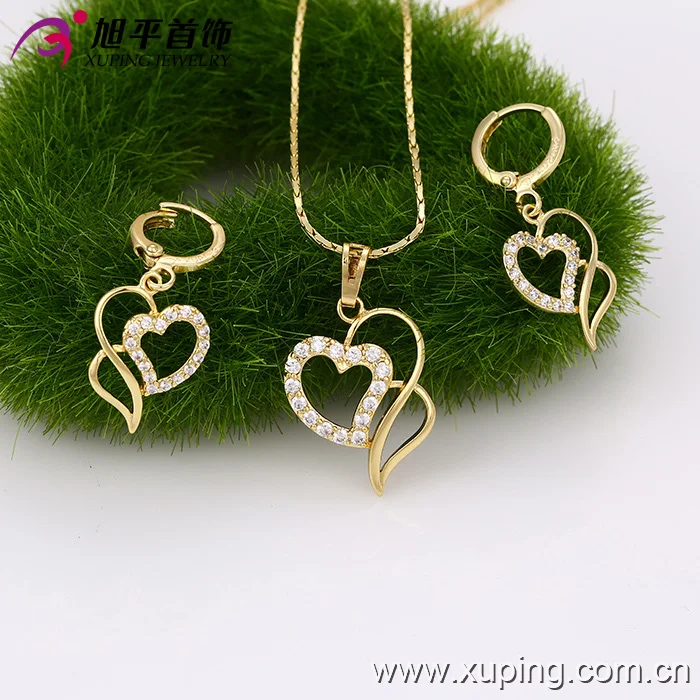 Bridal jewellery dubai jewellery, heart shape jewelry sets artificial jewellery, 14k plated custom jewelry set