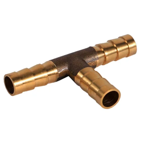 1/2 Inch 3-Way T-piece Brass Joiner Hose Joiner Adapter for Fuel Air Water Gas Oil (8mm) Fuel Hose Barbed Connector