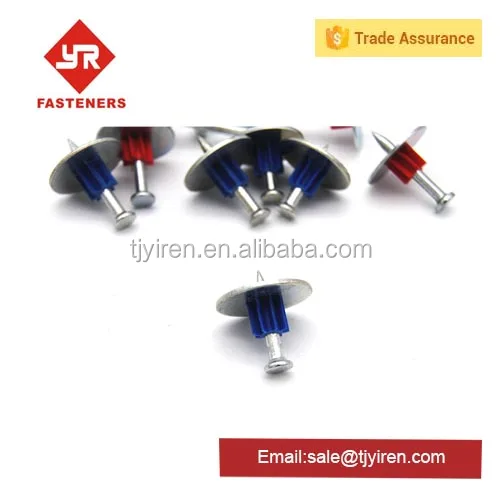 TIANJIN nails factory PDW low velocity drive pin with flute and steel washer