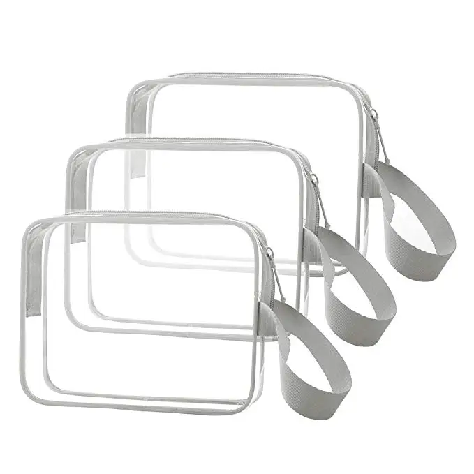 
Heli Custom Clear Zipper PVC Plastic Cosmetic Bag With Handle 