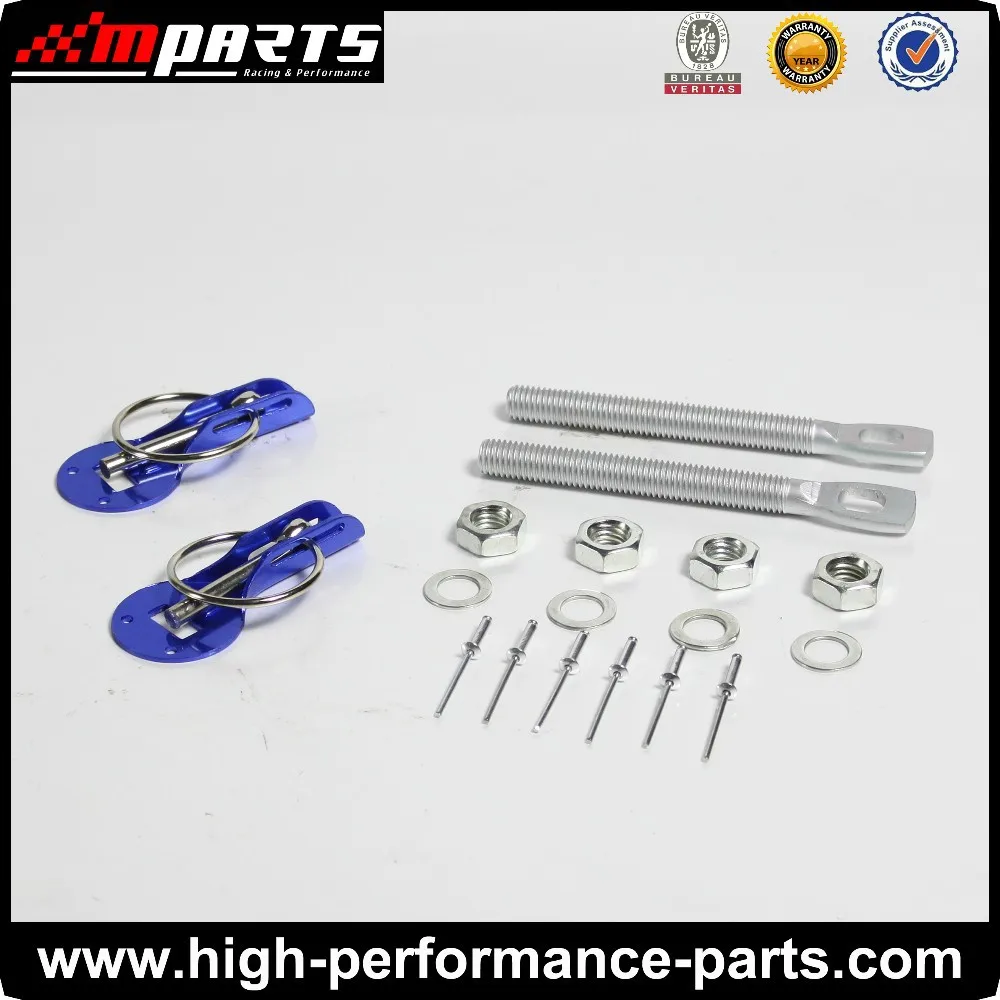 Сплав капот замок комплект вниз капота пен подходят все гонки алюминия ( синий или красный или серебристая )