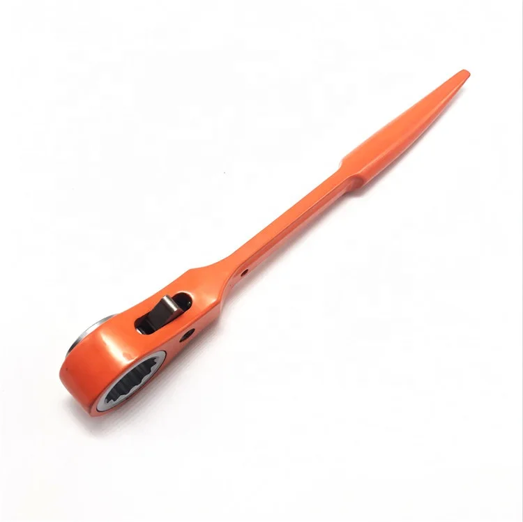 19/21MM bended handle ratchet spanner flush type steel construction podger bar scaffold speed ratchet wrench