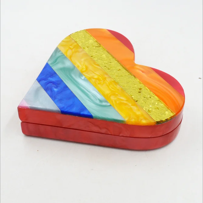 
Heart shape acrylic shoulder chain purses clutches bags in evening party handbag for women 