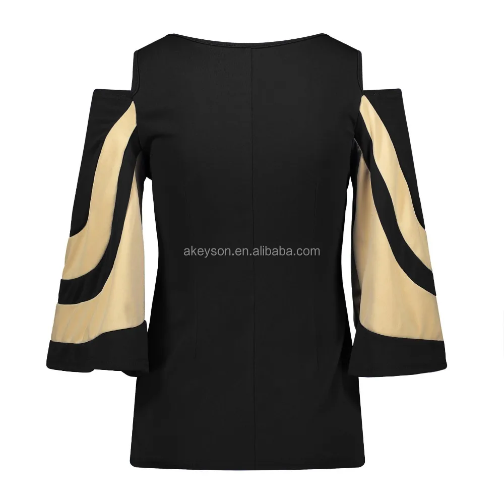 
Wholesale Monogram Women Batwing Cold Shoulder Tops 